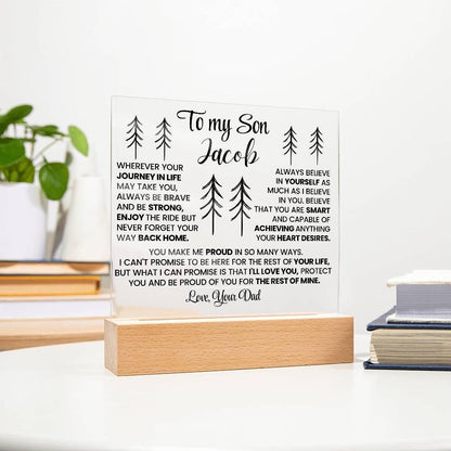 To My Son Personalized LED Acrylic Plaque – Gift from Dad