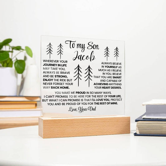 To My Son Personalized LED Acrylic Plaque – Gift from Dad