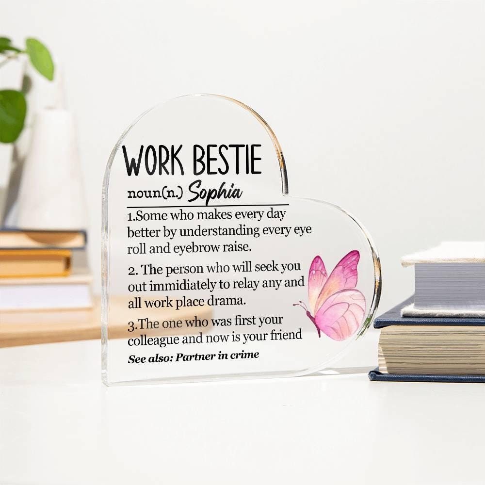 Work bestie Definition Personalized Heart Acrylic Plaque – view 3