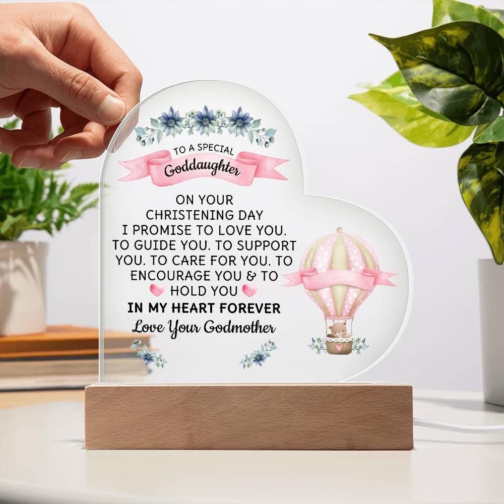 Goddaughter Christening Day Personalized Heart Plaque