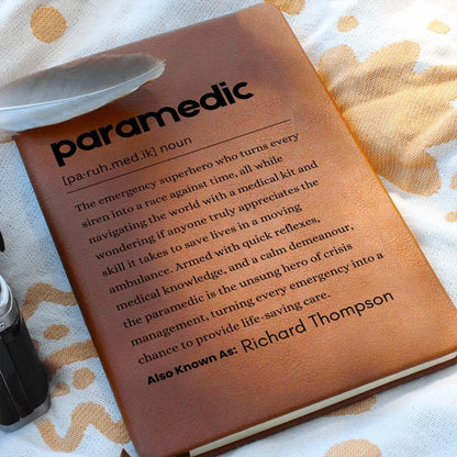 Paramedic Definition Personalized Leather Journal – Ems Gifts – view 8