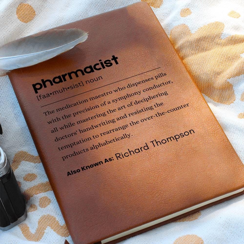 Pharmacist Definition Personalized Leather Journal – Thank You Gifts