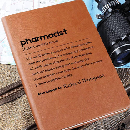 Pharmacist Definition Personalized Leather Journal – Thank You Gifts – view 3