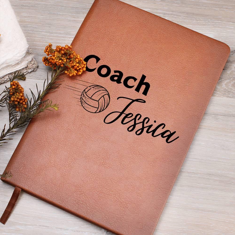 Volleyball Coach Personalized Leather Journal – view 7