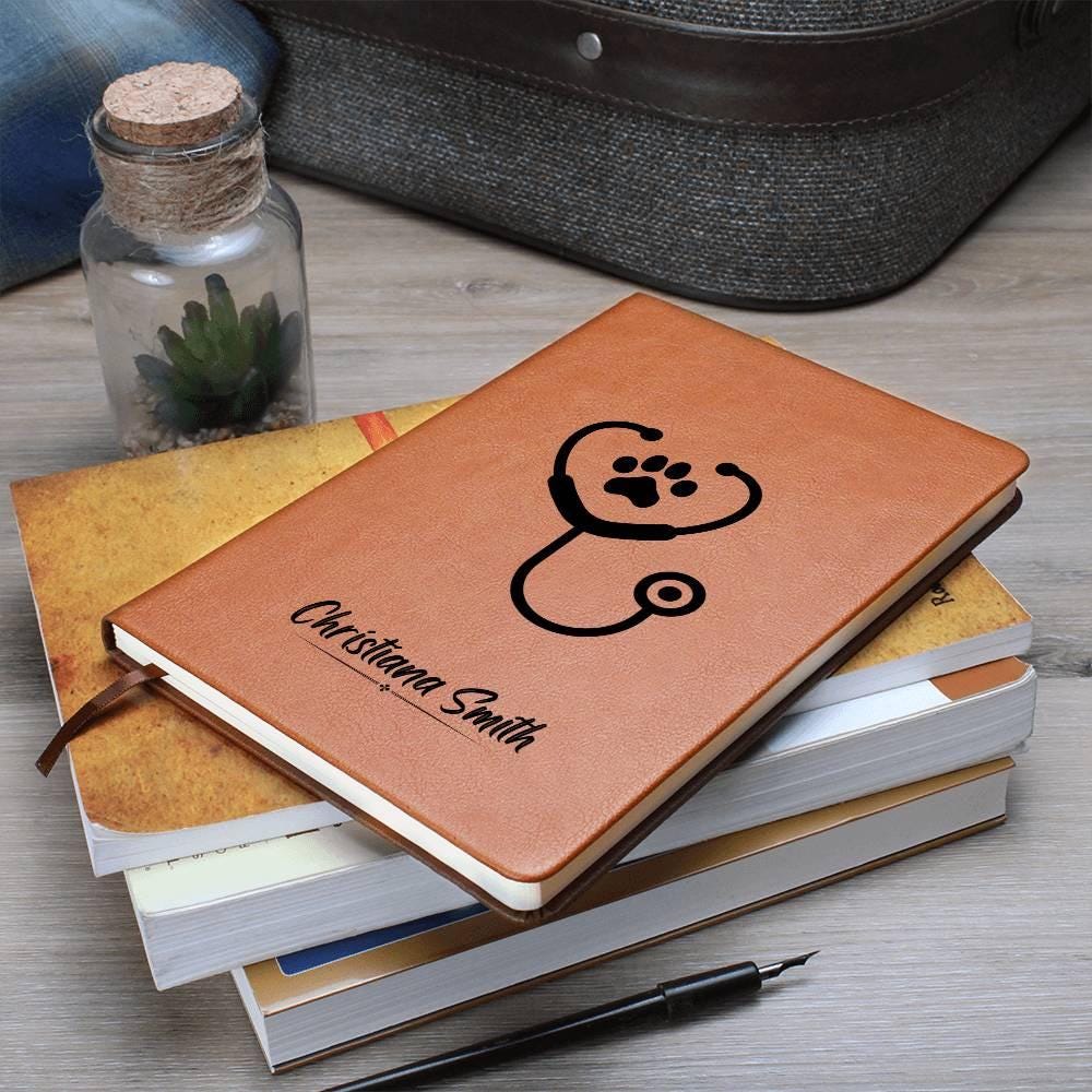 Veterinarian Personalized Leather Journal – Gift for Vet – view 2