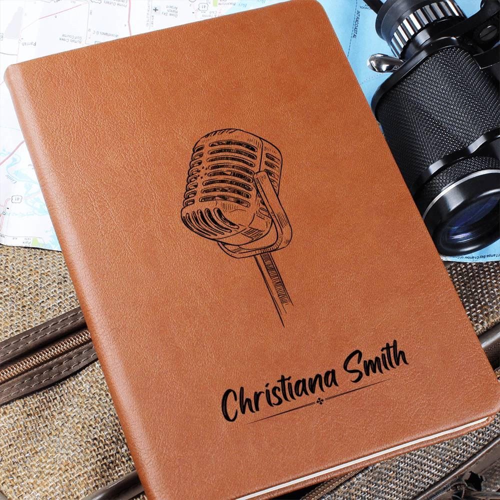 Personalized Classic Microphone Leather Journal – Musician Gifts – view 7