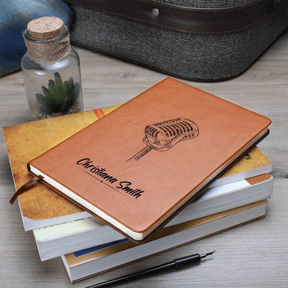 Personalized Classic Microphone Leather Journal – Musician Gifts – view 2