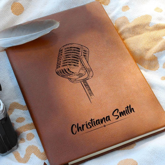 Personalized Classic Microphone Leather Journal – Musician Gifts