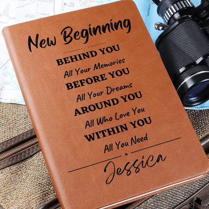 New Beginning Personalized Leather Journal – New Chapter Gift