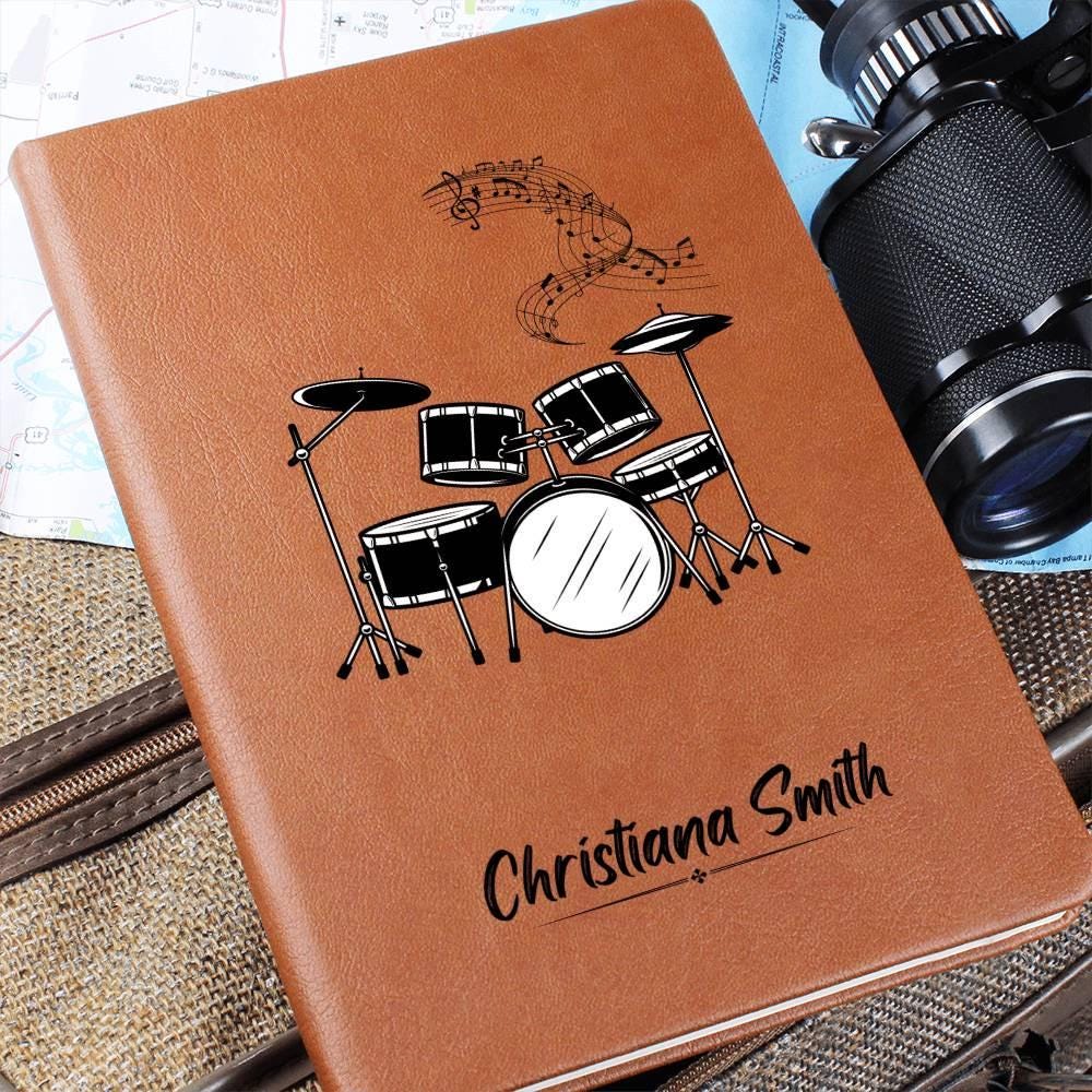 Drum Set Personalized Leather Journal – Gift for Drummer – view 2