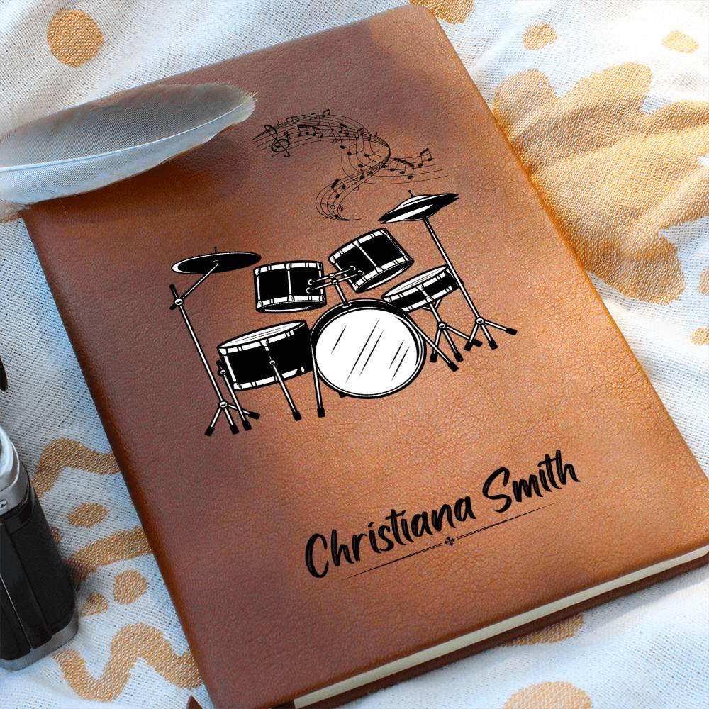Drum Set Personalized Leather Journal – Gift for Drummer