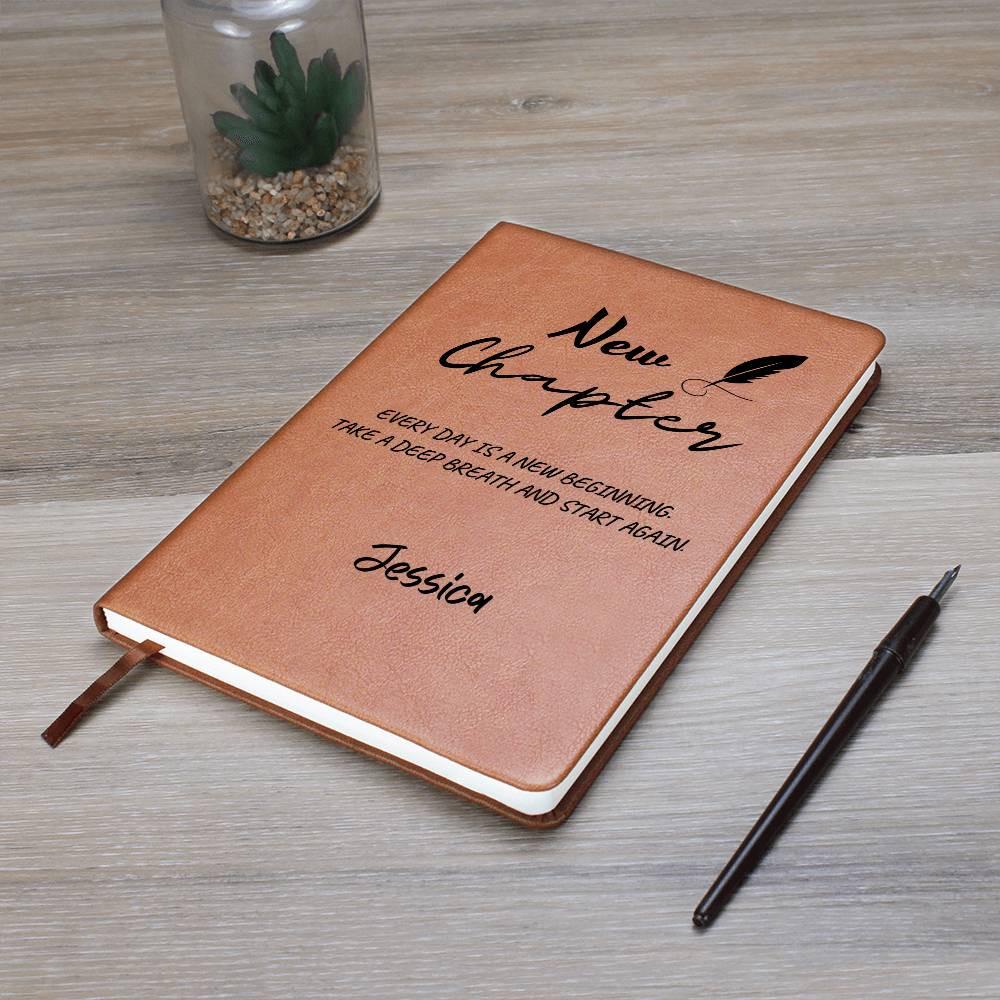 New Chapter Personalized Leather Journal – Retirement Gifts – view 3