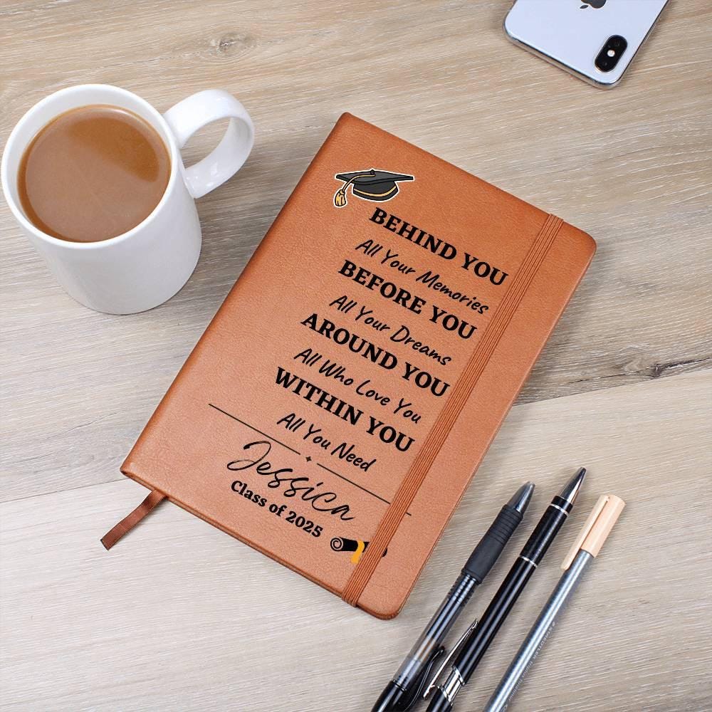 Personalized Graduation Gift Vegan Leather Journal – Grad Gift for her – view 5