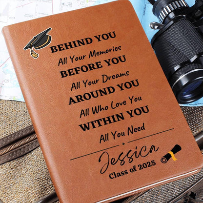 Personalized Graduation Gift Vegan Leather Journal – Grad Gift for her – view 3