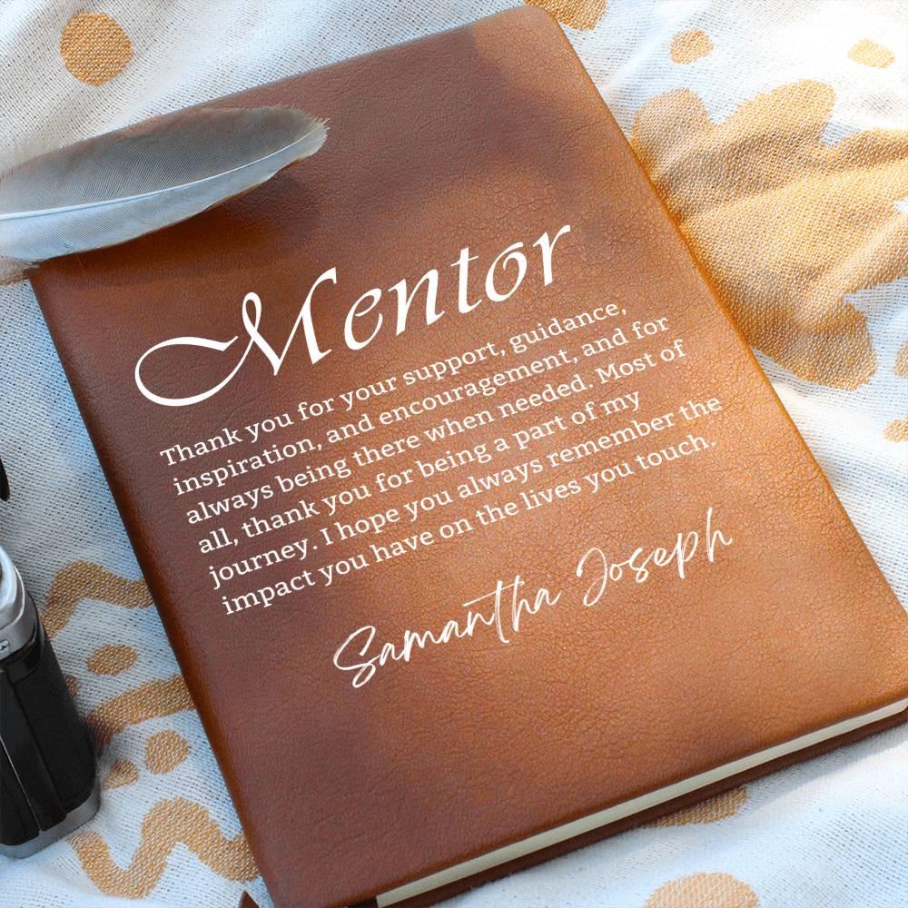 Personalized Mentor Appreciation Leather Journal, Gift for Mentor, Teacher Appreciation, Gift for Coach, Boss Gift, Retirement Gift Employer