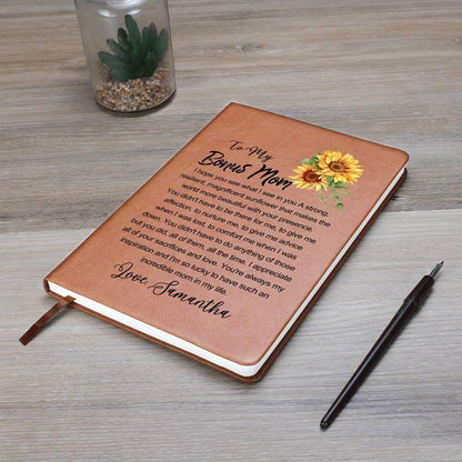 Personalized Bonus mom Sunflower Leather Journal – From Stepdaughter – view 9