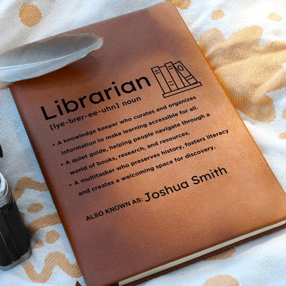 Librarian Definition Personalized Leather Journal – Gifts for Liberian