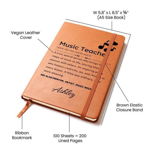 Music Teacher personalized Leather Journal – Gift for Music Teacher – view 2