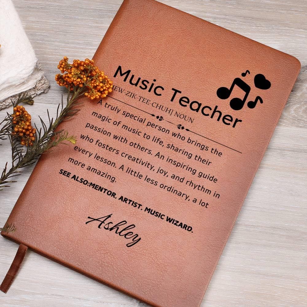 Music Teacher personalized Leather Journal – Gift for Music Teacher