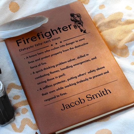 Personalized Firefighter Definition Leather Journal – Fireman Gifts