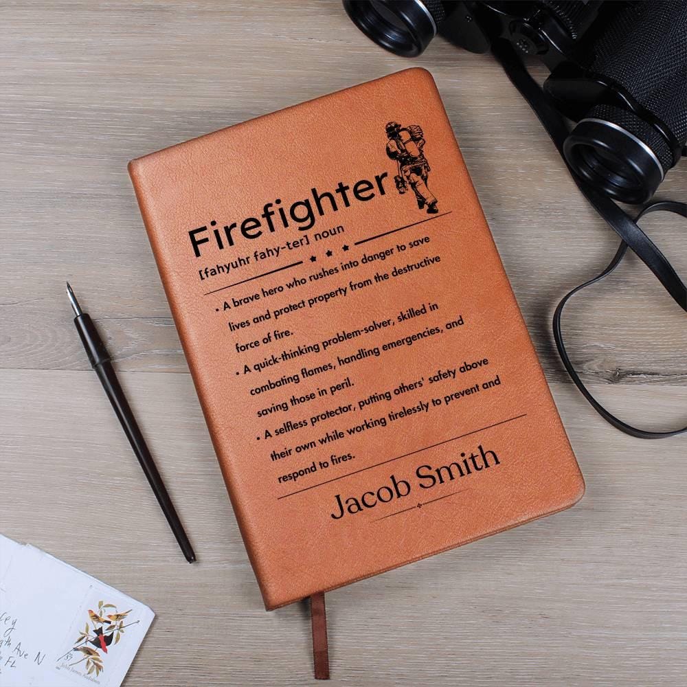 Personalized Firefighter Definition Leather Journal – Fireman Gifts – view 4