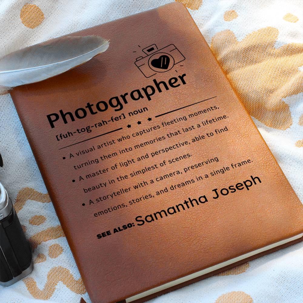 Photographer definition personalized Vegan Leather Journal