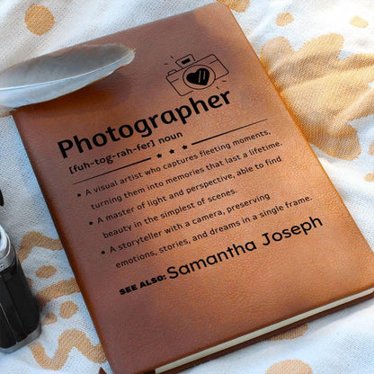 Photographer definition personalized Vegan Leather Journal