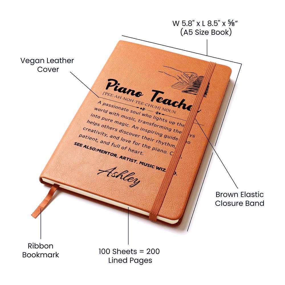 Personalized Piano Teacher Definition Leather Journal – view 2