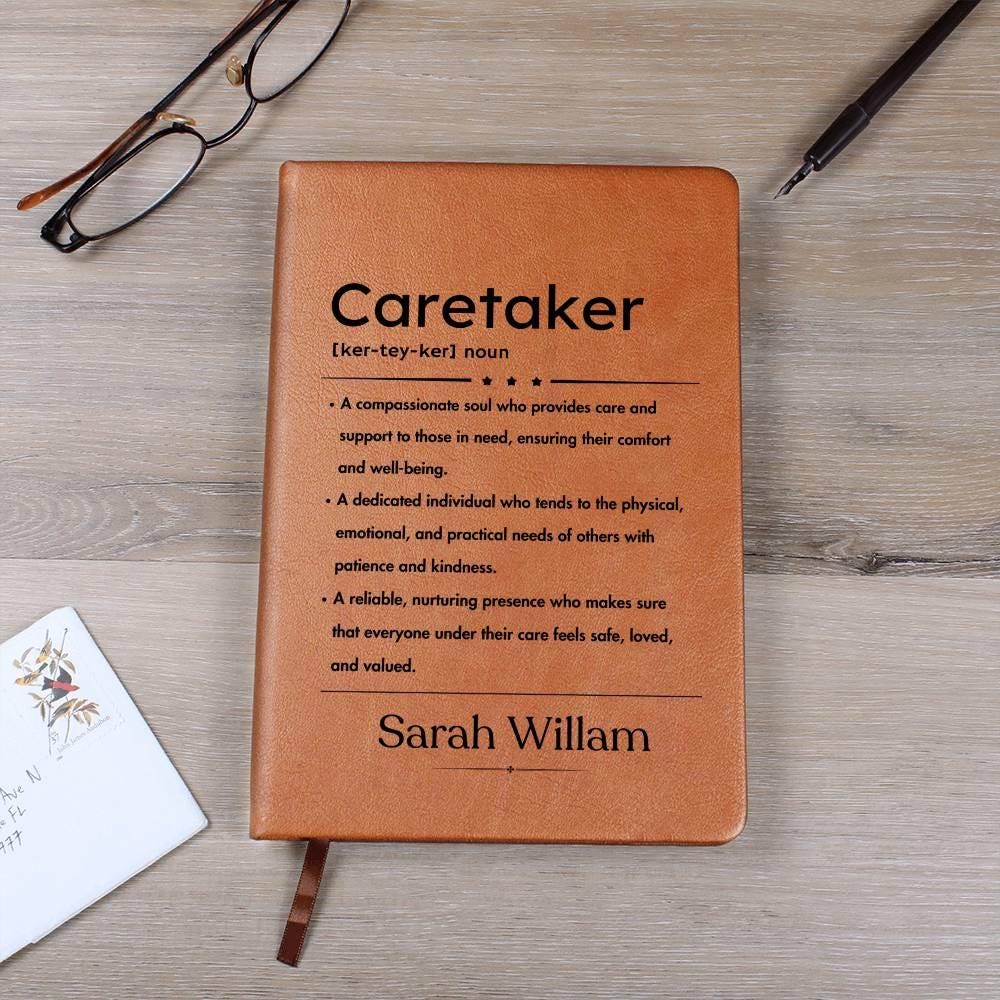 Caretaker definition Personalized Leather Journal – Gift for caregiver – view 3