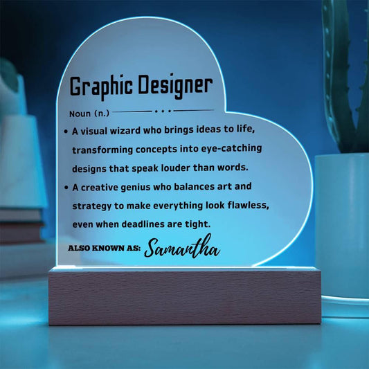 Graphic Design Definition Heart LED Plaque – Artist Keepsake Journal – view 2