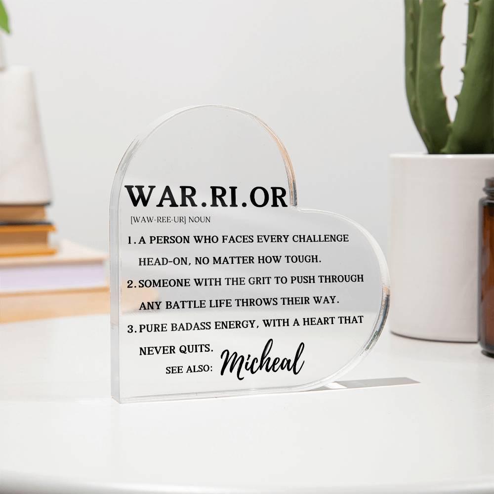 Personalized Warrior Definition Plaque – Cancer Recovery Gifts – view 3