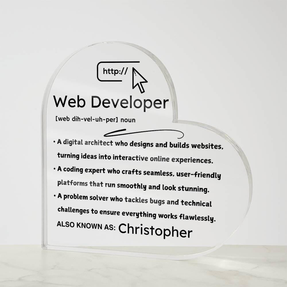 Personalized Web Developer Heart Plaque – Gift for Web Developer – view 9