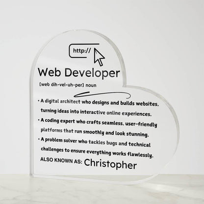 Personalized Web Developer Heart Plaque – Gift for Web Developer – view 9