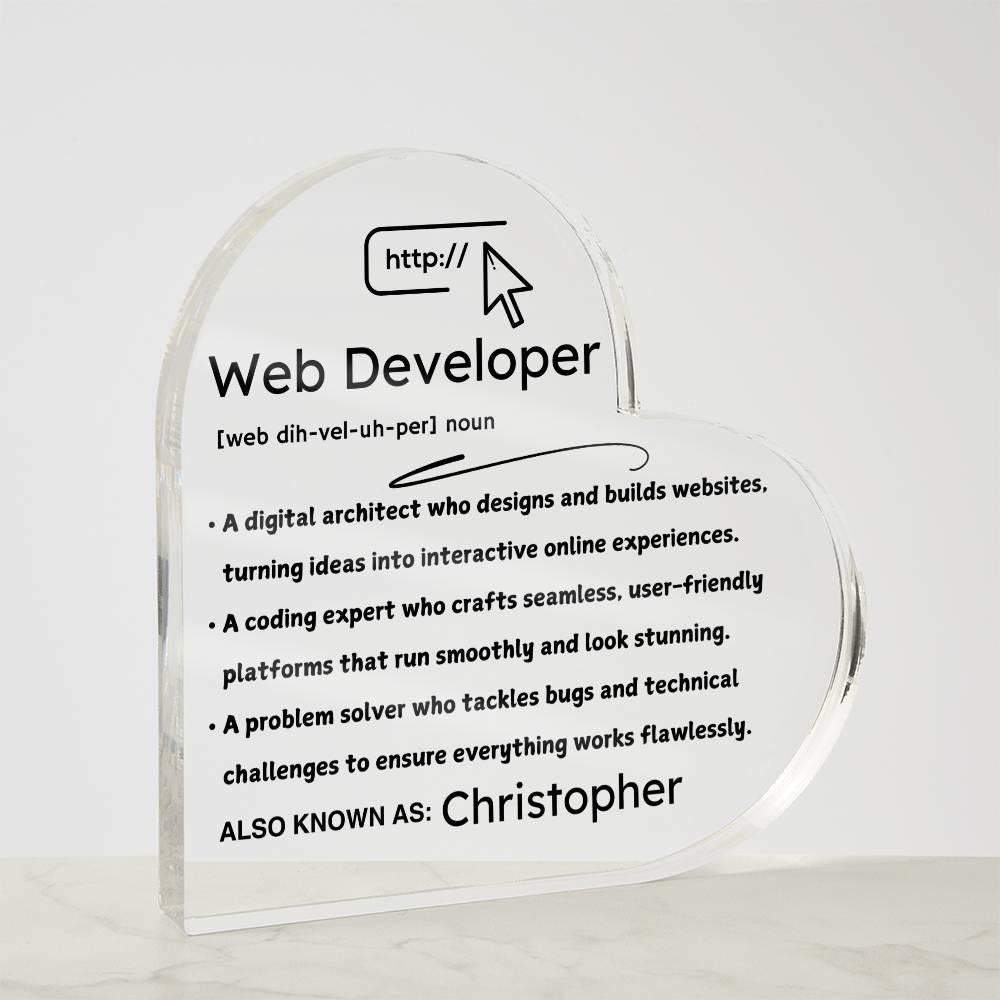 Personalized Web Developer Heart Plaque – Gift for Web Developer – view 4