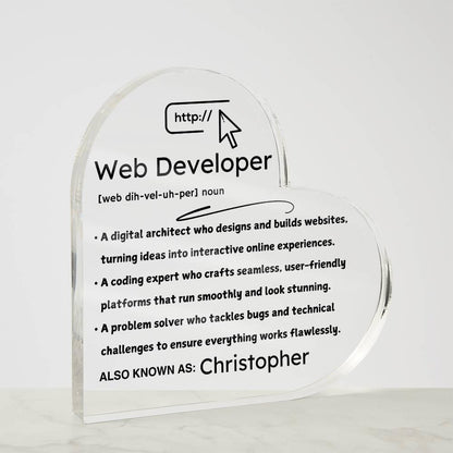 Personalized Web Developer Heart Plaque – Gift for Web Developer – view 4