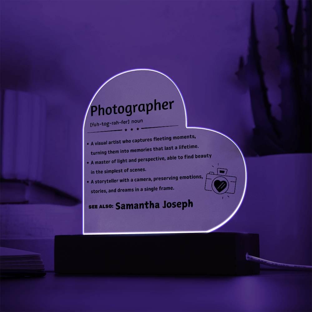 Photographer definition personalized Heart Acrylic Plaque – view 5