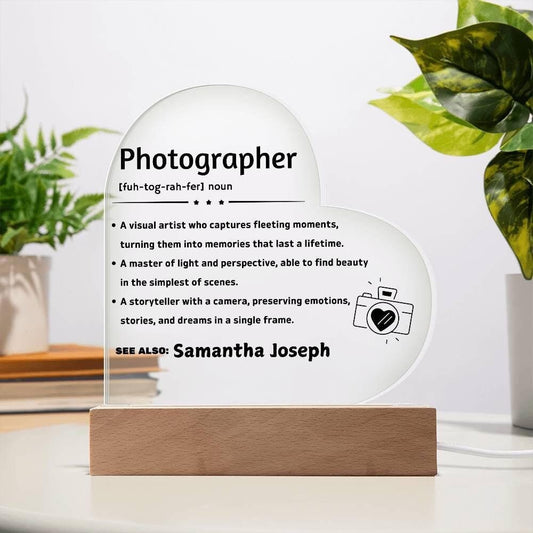 Photographer definition personalized Heart Acrylic Plaque