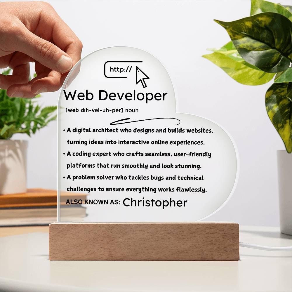 Personalized Web Developer Heart Plaque – Gift for Web Developer