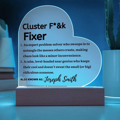 Cluster Fixer Gift Personalized LED Acrylic Plaque – Manger Gift