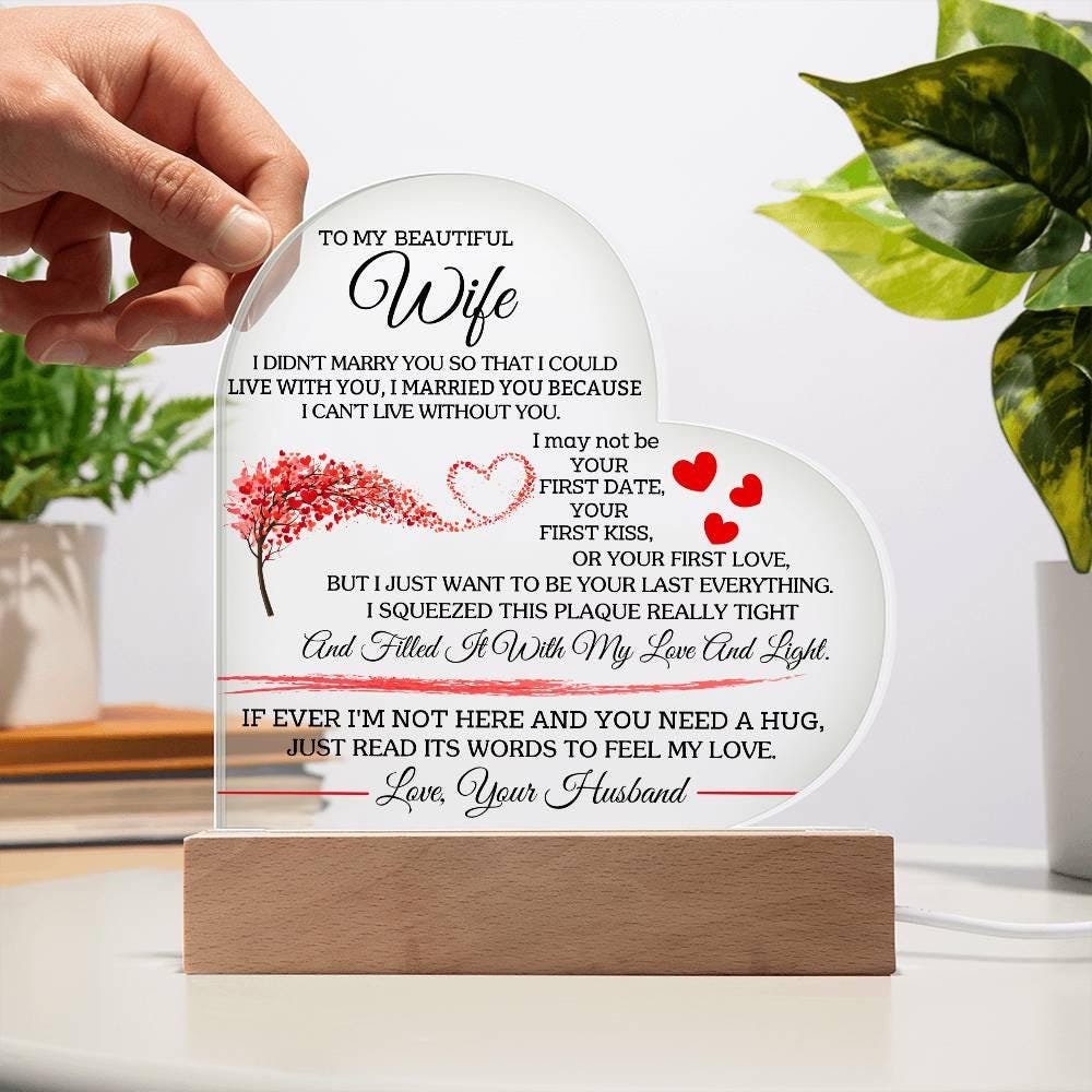 To My Wife Personalized LED Heart Plaque – Wife gift from Husband