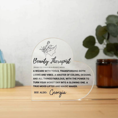 Beauty Therapist Definition Heart Acrylic Plaque – Beauty Expert gift – view 9
