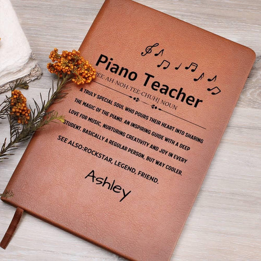Piano Teacher Personalized Leather Journal – Pianist Gift