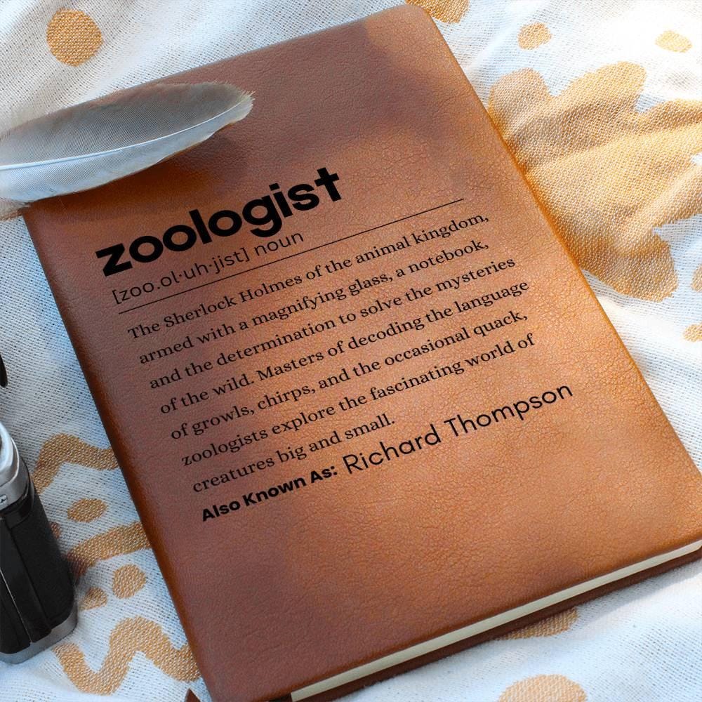 Personalized Zoologist Definition Journal, Zoo Keeper Journal Gifts, Gifts for Zoologist, Zoology Christmas Gifts, Zoologist Leather Journal