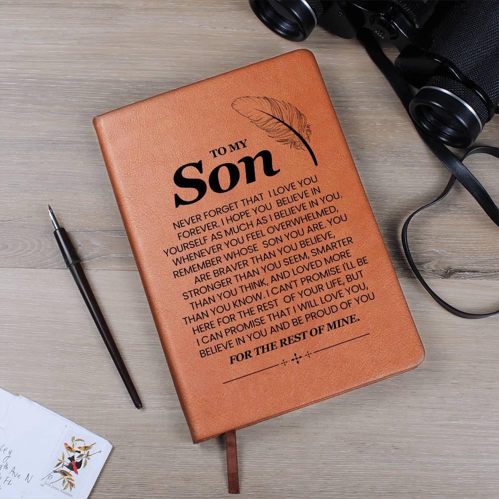 To My Son Personalized Leather Journal – Son Christmas gift from Mom – view 8