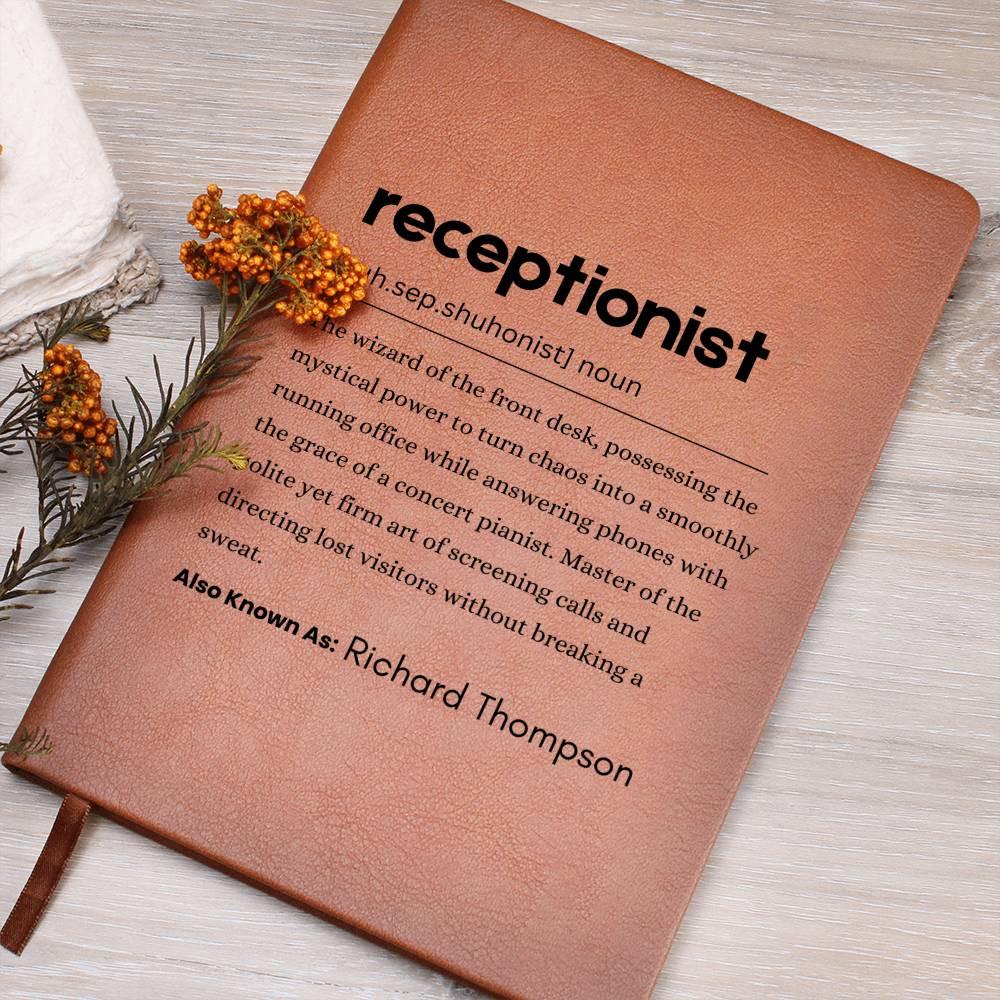 Receptionist Personalized Definition Leather Journal – Christmas Gift – view 7