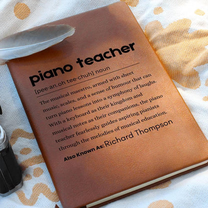 Piano Teacher Personalized Definition Leather Journal – Christmas