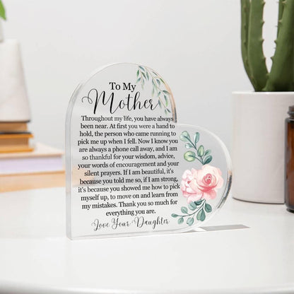 Custom To My Mother Heart Acrylic Plaque – Gift for Mom – view 9