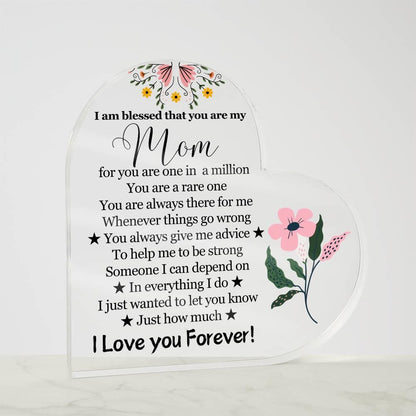 Mom Floral Heart Acrylic Plaque – Gift for Mom – view 6