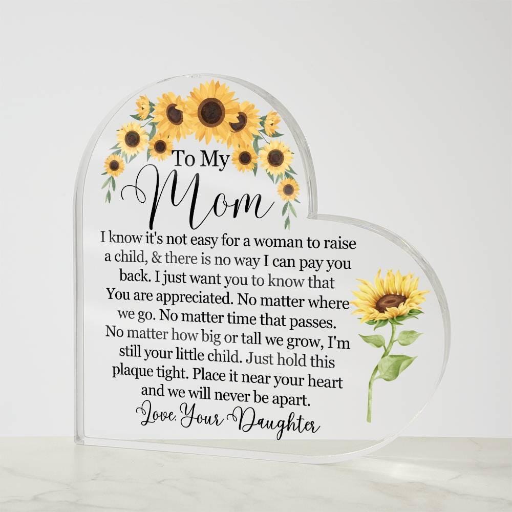 Personalized Mom Sunflower Heart Acrylic Plaque – Gift for Mom – view 5