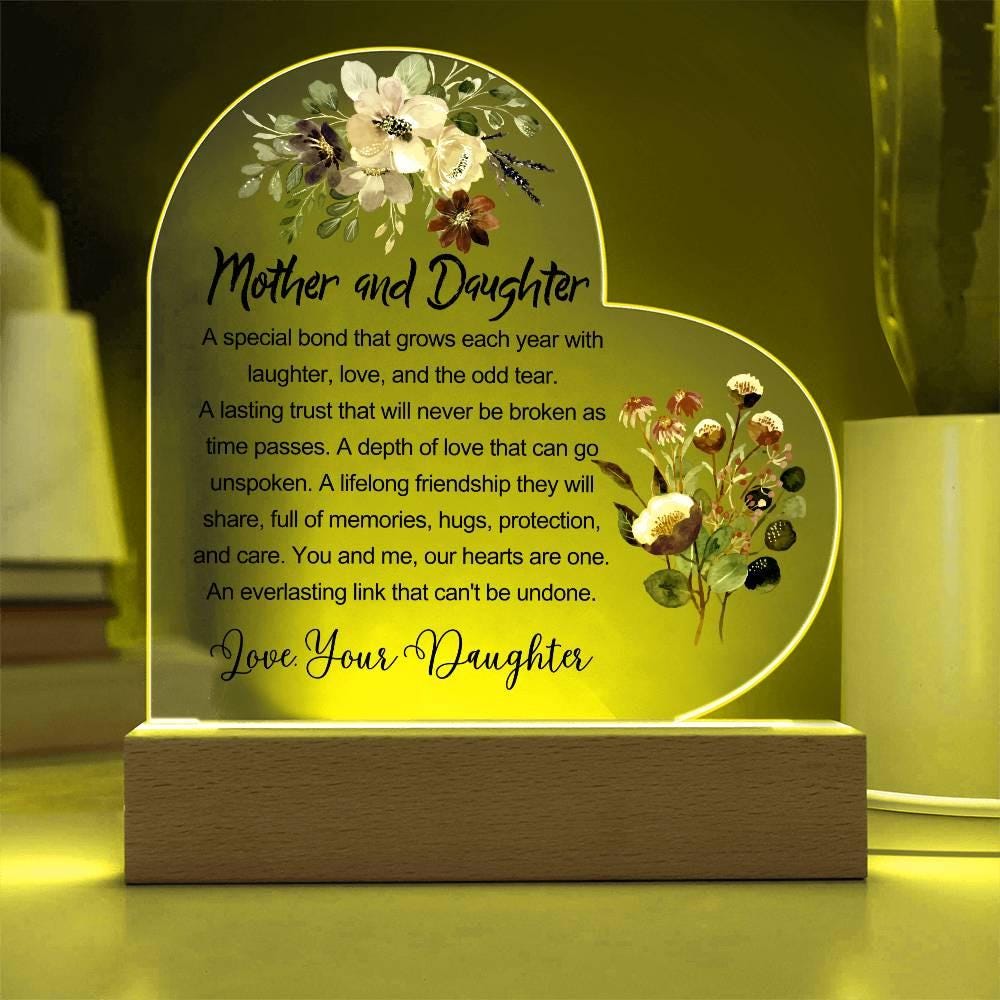 Mother Daughter Floral Heart Acrylic Plaque – Gift for Mom – view 5